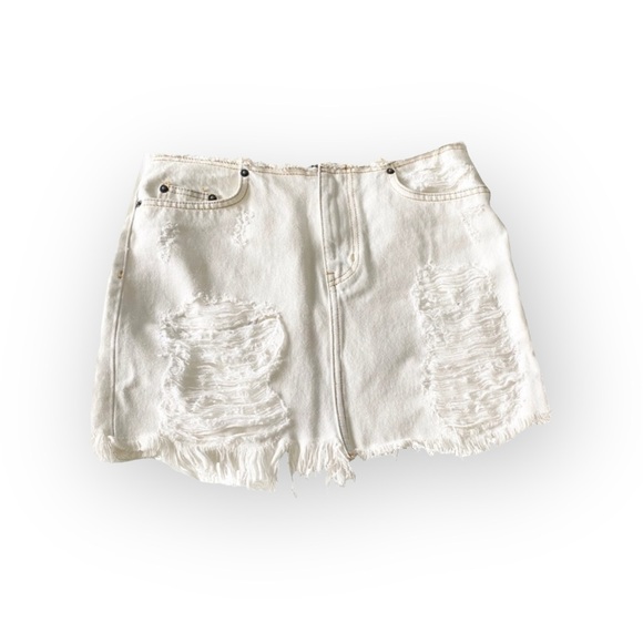 new LF Carmar  Nolan Ripped Destroy Waistband Mini Skirt  White Denim  2 26 S - Picture 5 of 16